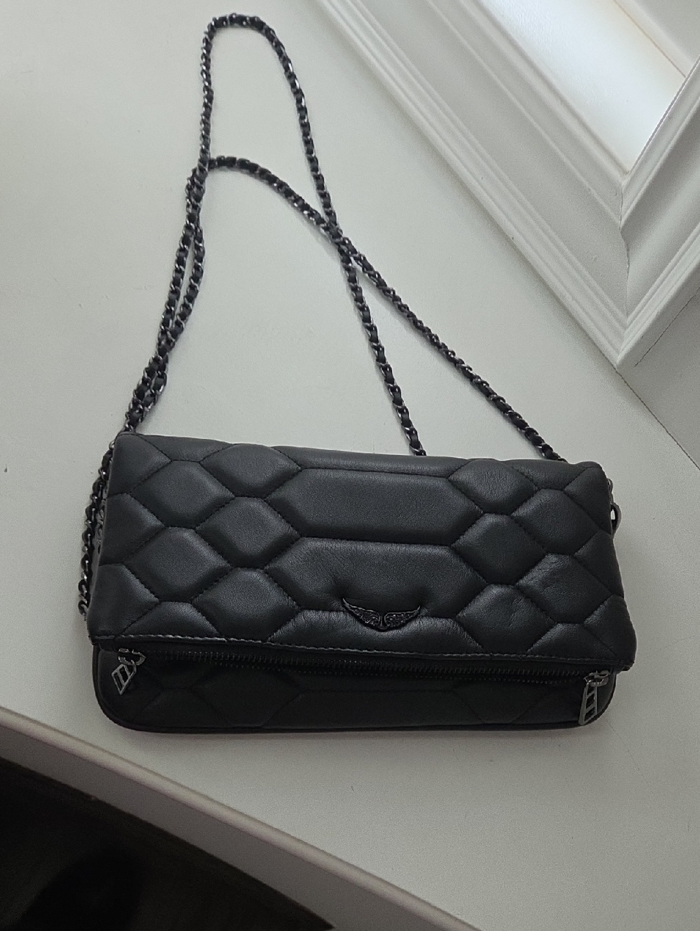 Zadig & Voltaire Black Quilted Chain Crossbody Bag
